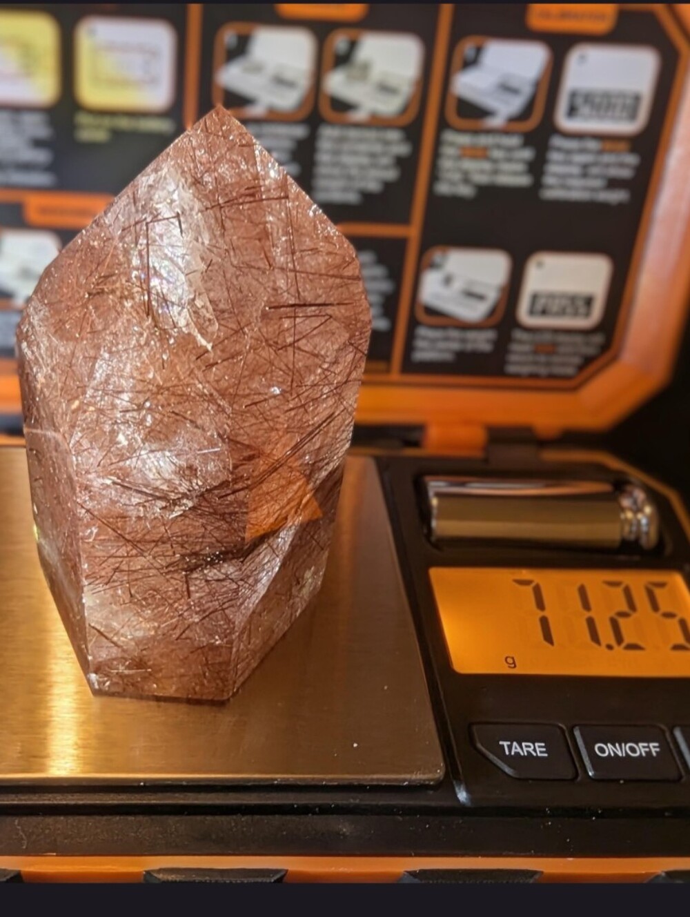 Gem Quality Polished Rutilated Rose Quartz Point - Picture 3 of 11